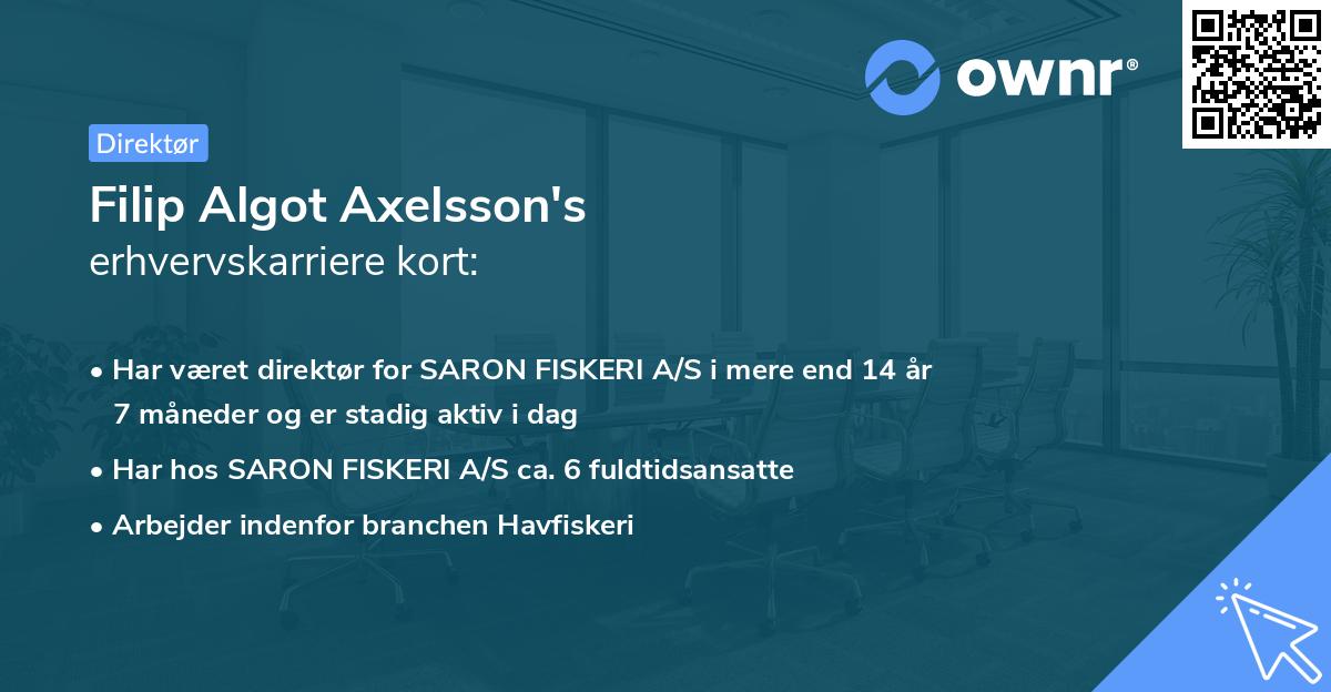 Filip Algot Axelsson's erhvervskarriere kort