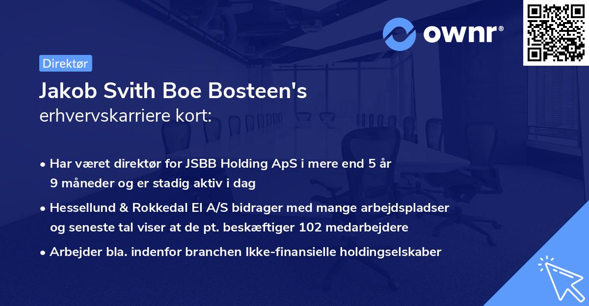 Jakob Svith Boe Bosteen's erhvervskarriere kort