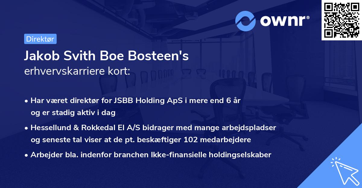 Jakob Svith Boe Bosteen's erhvervskarriere kort
