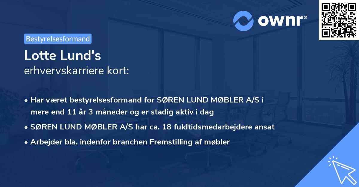 Lotte Lund's erhvervskarriere kort