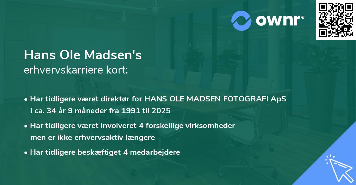 Hans Ole Madsen's erhvervskarriere kort