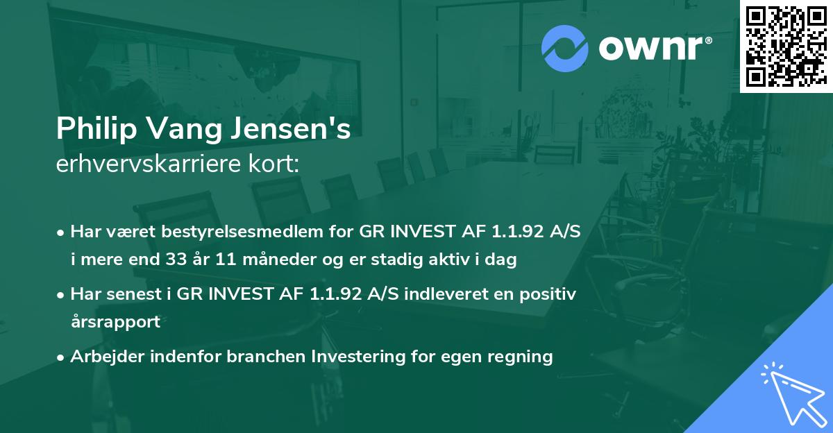 Philip Vang Jensen's erhvervskarriere kort