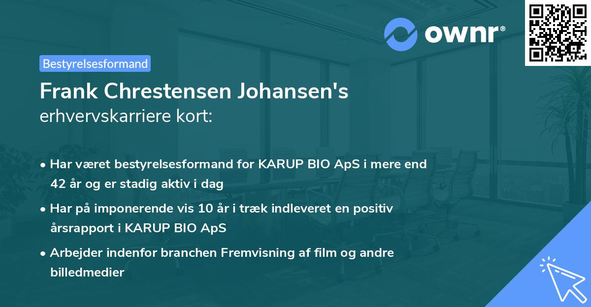 Frank Chrestensen Johansen's erhvervskarriere kort