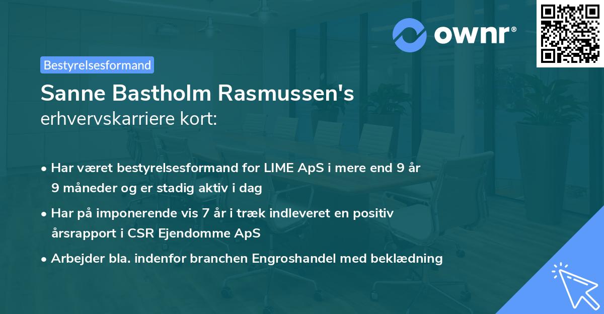 Sanne Bastholm Rasmussen's erhvervskarriere kort