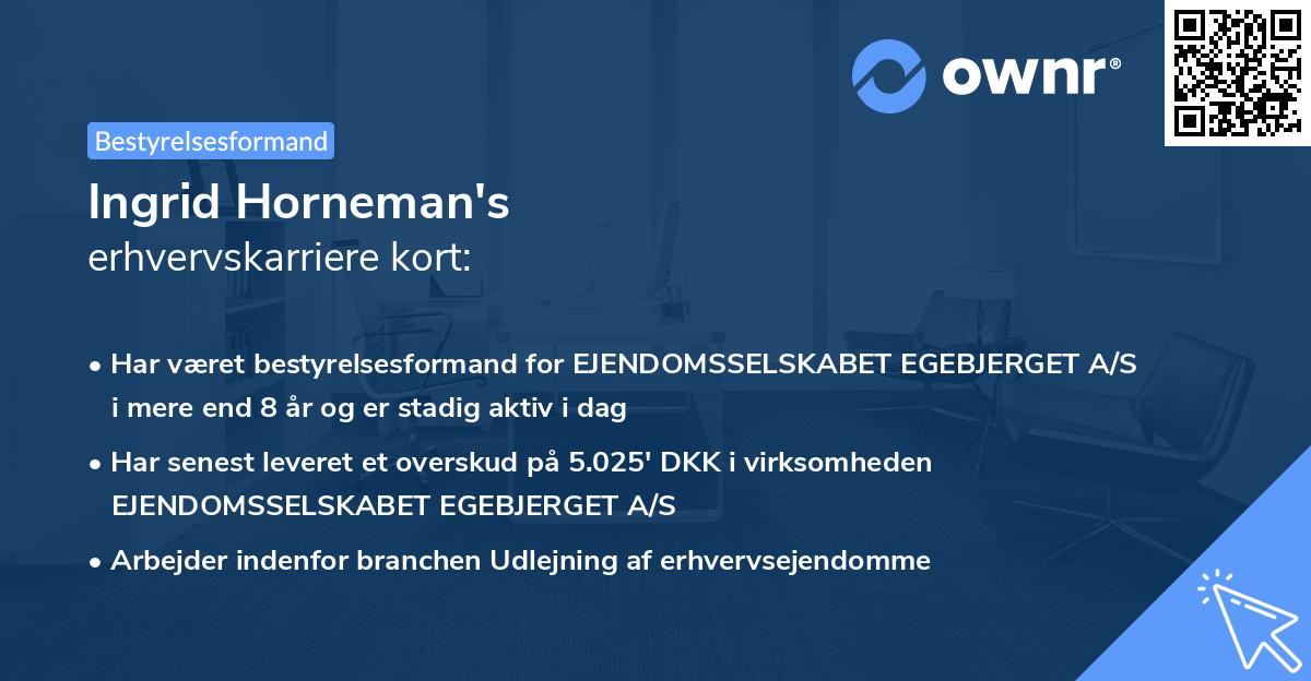 Ingrid Horneman's erhvervskarriere kort