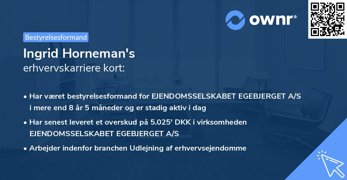 Ingrid Horneman's erhvervskarriere kort