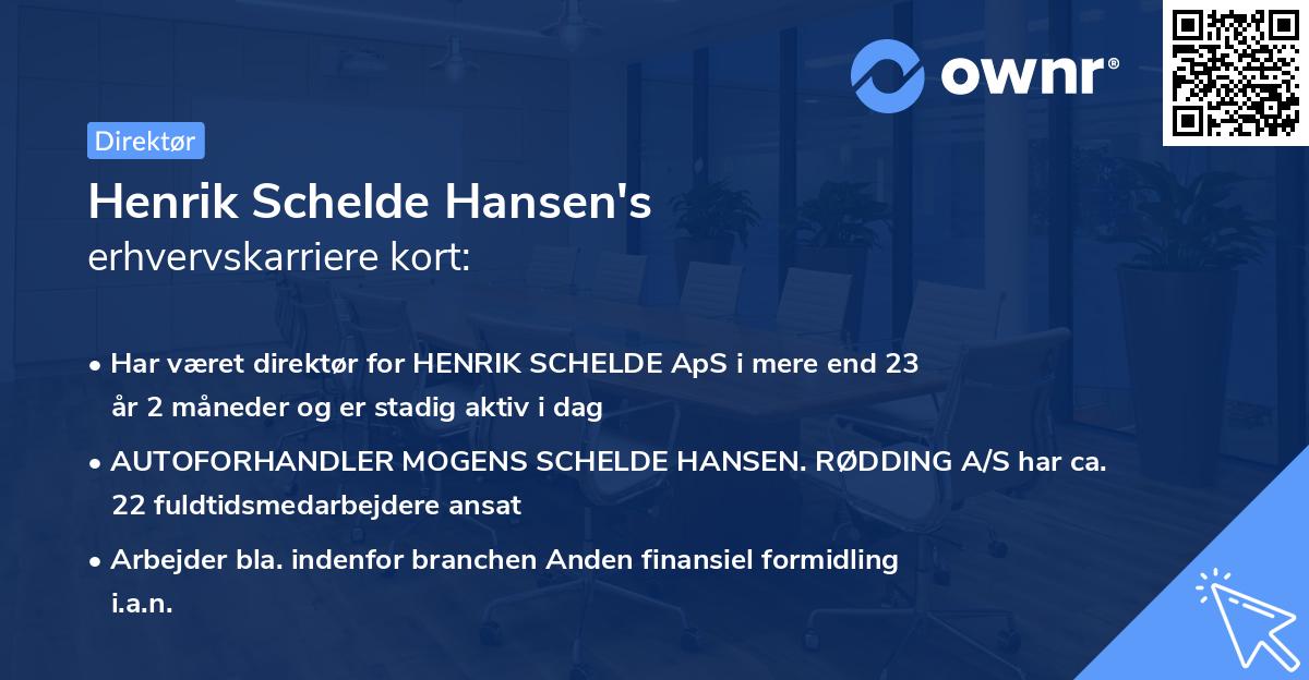 Henrik Schelde Hansen's erhvervskarriere kort