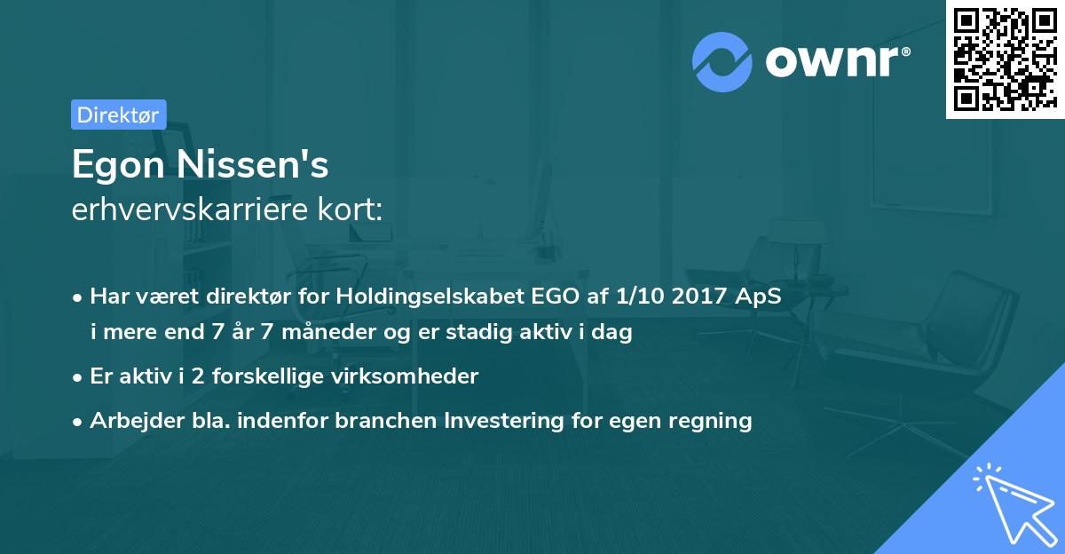 Egon Nissen's erhvervskarriere kort