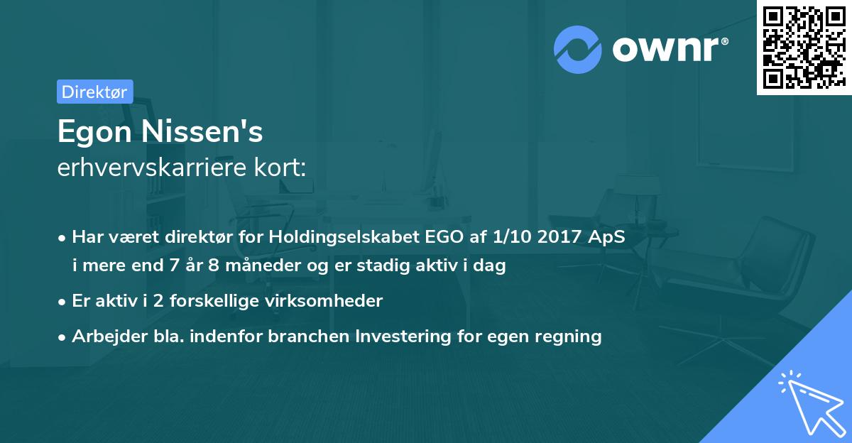 Egon Nissen's erhvervskarriere kort