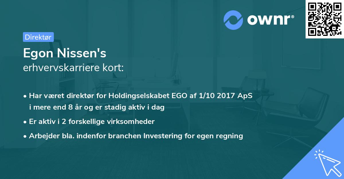 Egon Nissen's erhvervskarriere kort