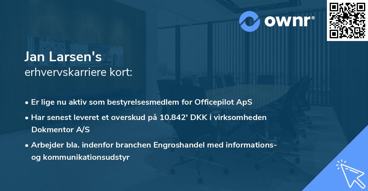 Jan Larsen's erhvervskarriere kort