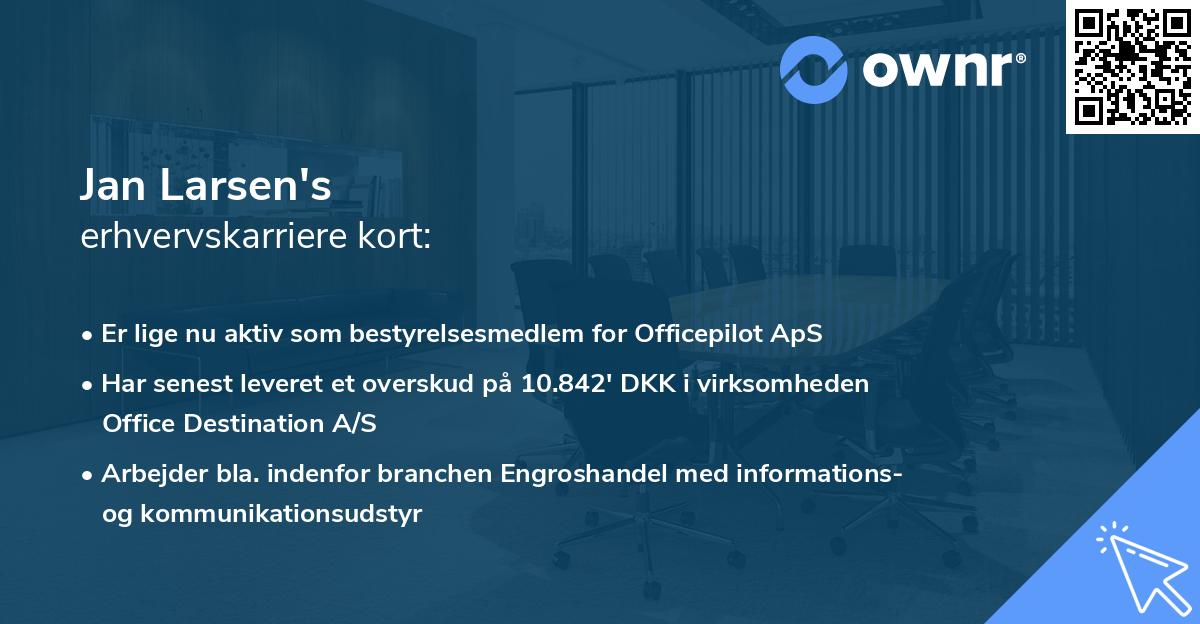 Jan Larsen's erhvervskarriere kort