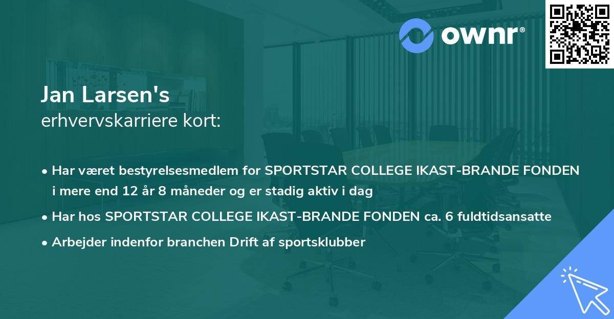 Jan Larsen's erhvervskarriere kort