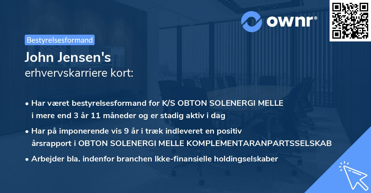 John Jensen's erhvervskarriere kort