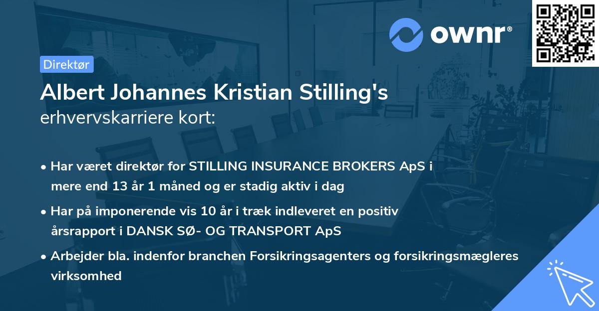 Albert Johannes Kristian Stilling's erhvervskarriere kort