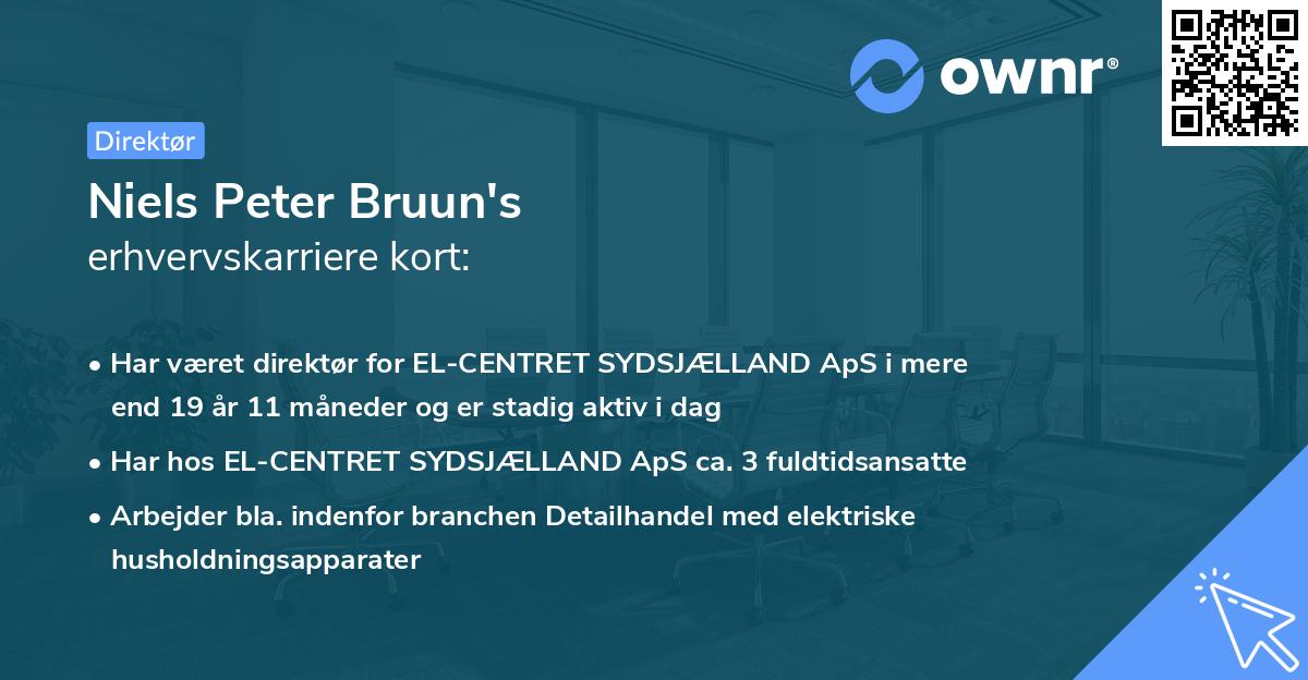 Niels Peter Bruun's erhvervskarriere kort