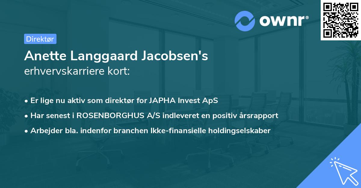 Anette Langgaard Jacobsen's erhvervskarriere kort