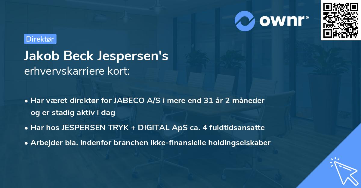 Jakob Beck Jespersen's erhvervskarriere kort