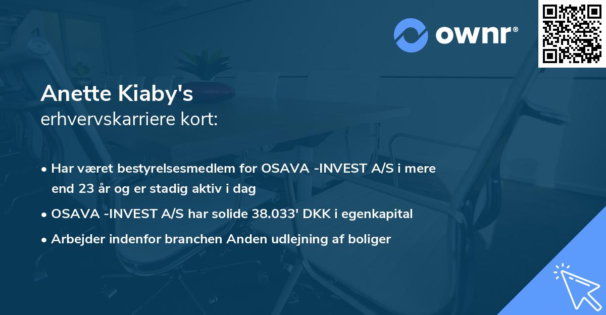 Anette Kiaby's erhvervskarriere kort