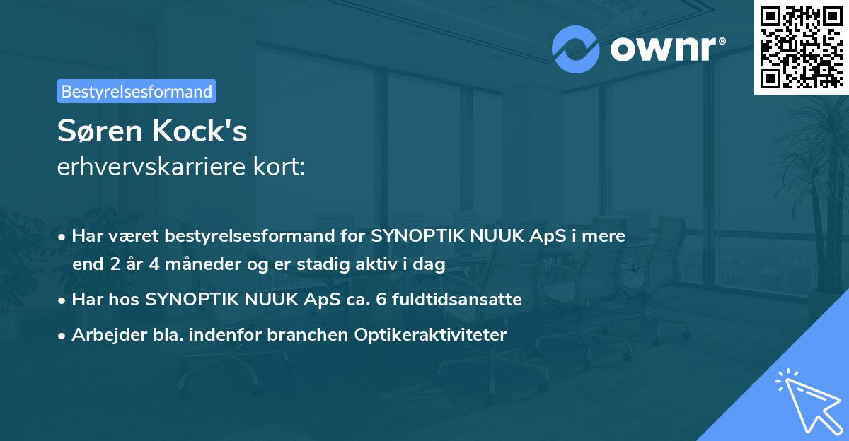 Søren Kock's erhvervskarriere kort