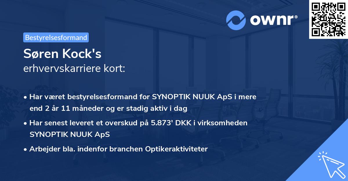 Søren Kock's erhvervskarriere kort