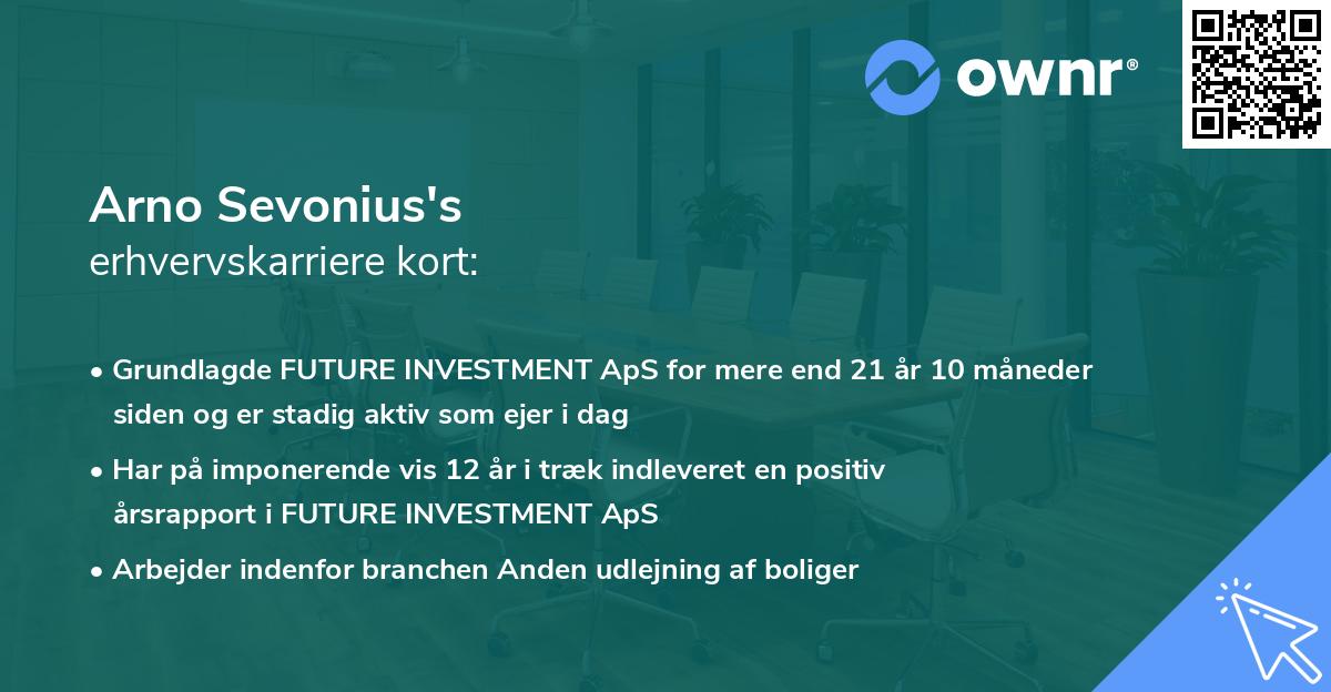 Arno Sevonius's erhvervskarriere kort
