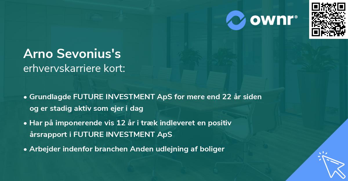 Arno Sevonius's erhvervskarriere kort
