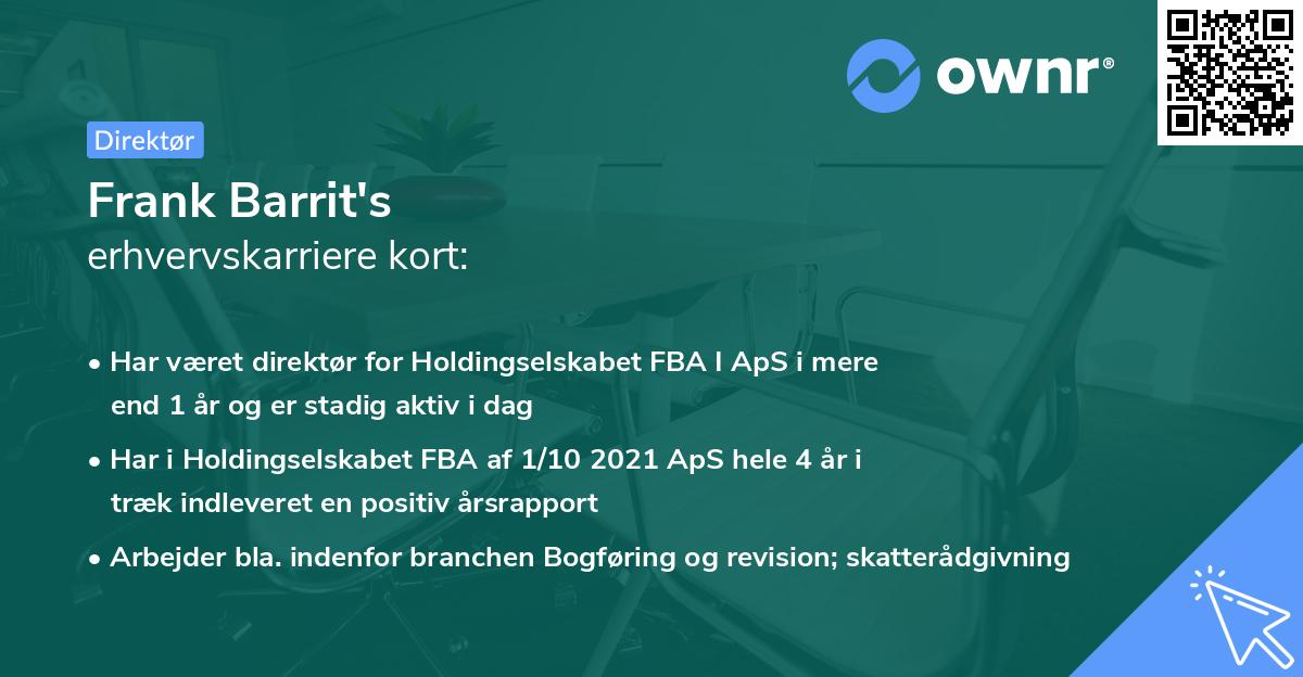 Frank Barrit's erhvervskarriere kort