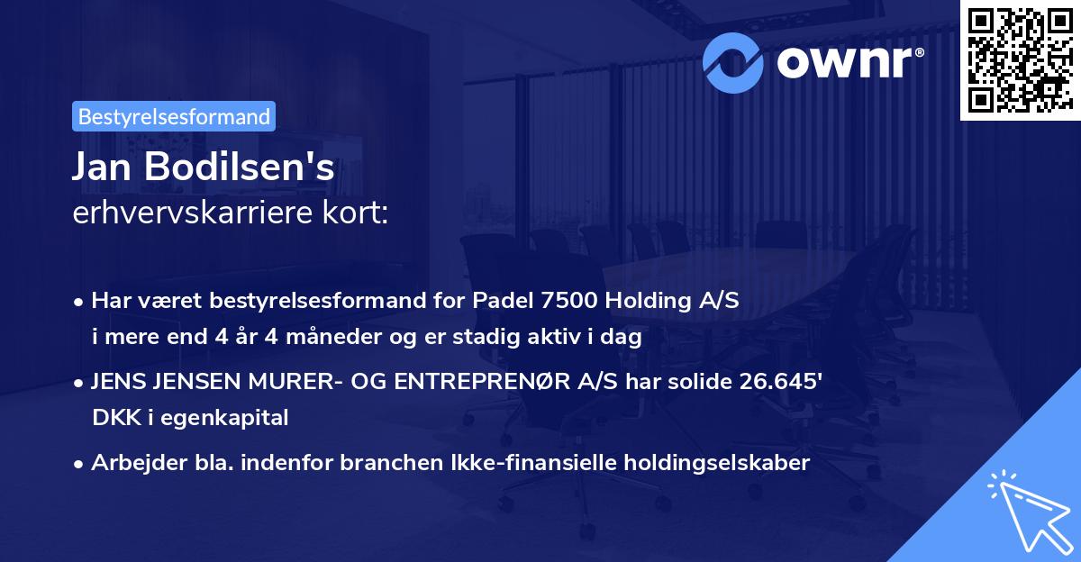 Jan Bodilsen's erhvervskarriere kort