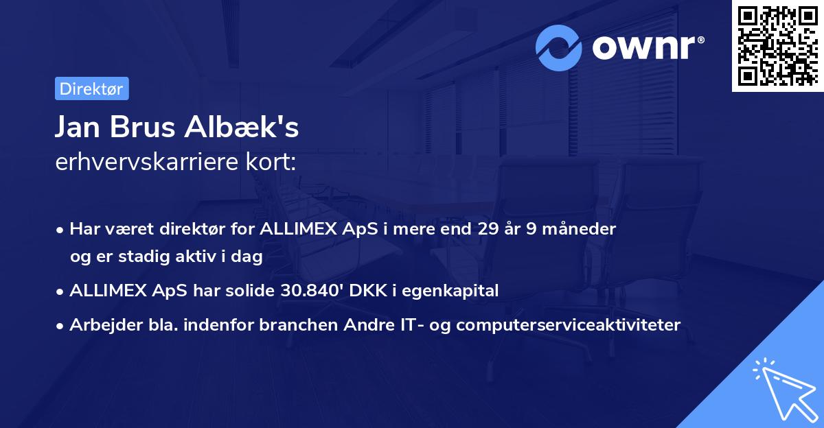 Jan Brus Albæk's erhvervskarriere kort