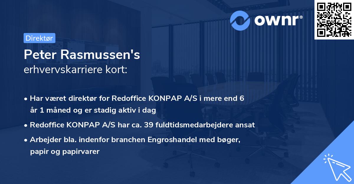 Peter Rasmussen's erhvervskarriere kort