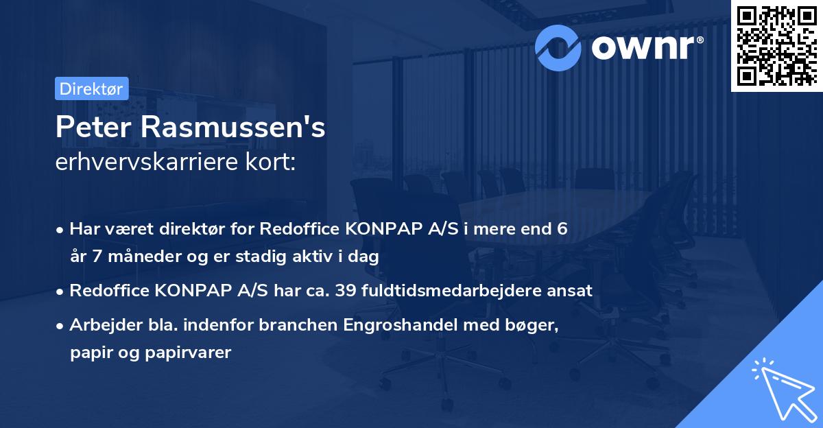 Peter Rasmussen's erhvervskarriere kort