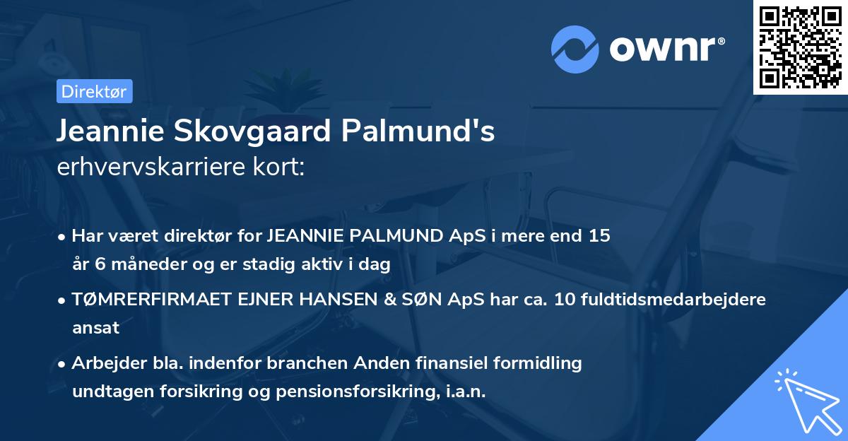 Jeannie Skovgaard Palmund's erhvervskarriere kort