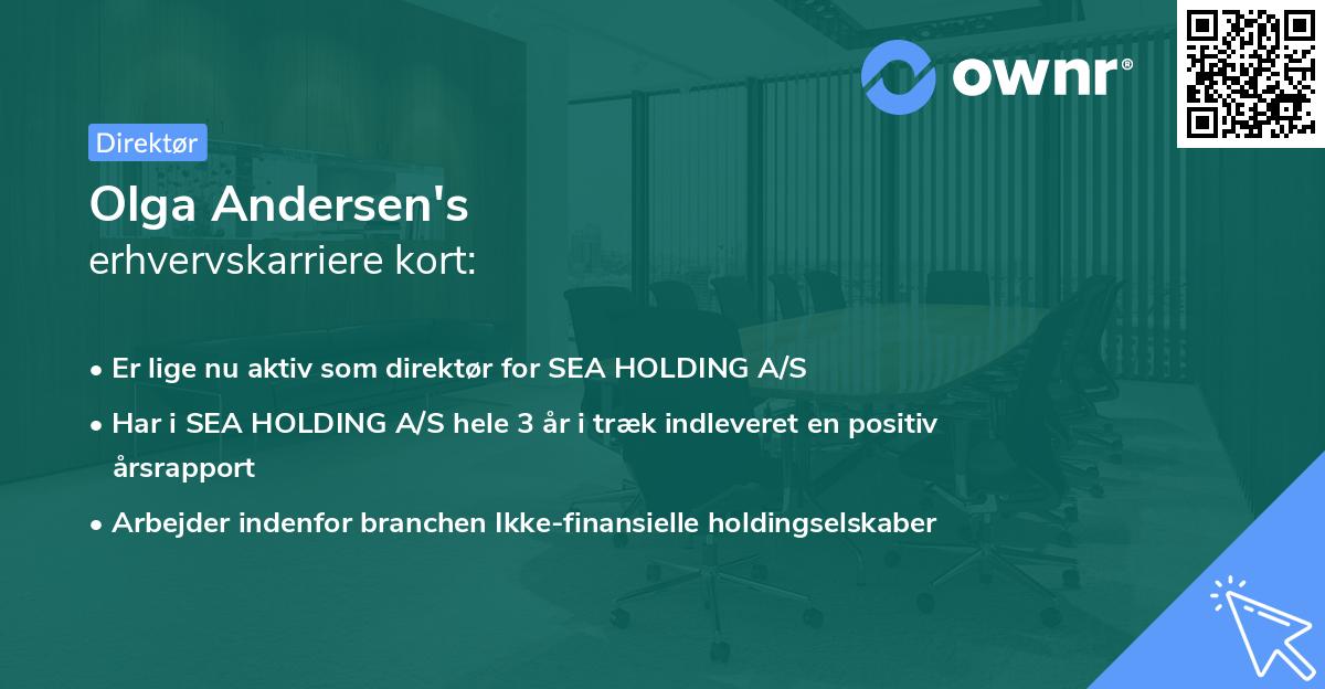 Olga Andersen's erhvervskarriere kort
