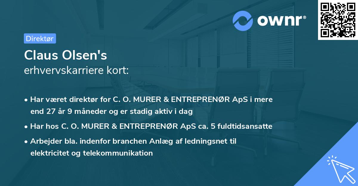 Claus Olsen's erhvervskarriere kort