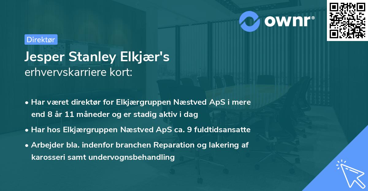 Jesper Stanley Elkjær's erhvervskarriere kort