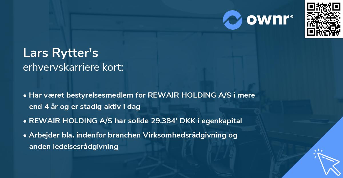 Lars Rytter's erhvervskarriere kort