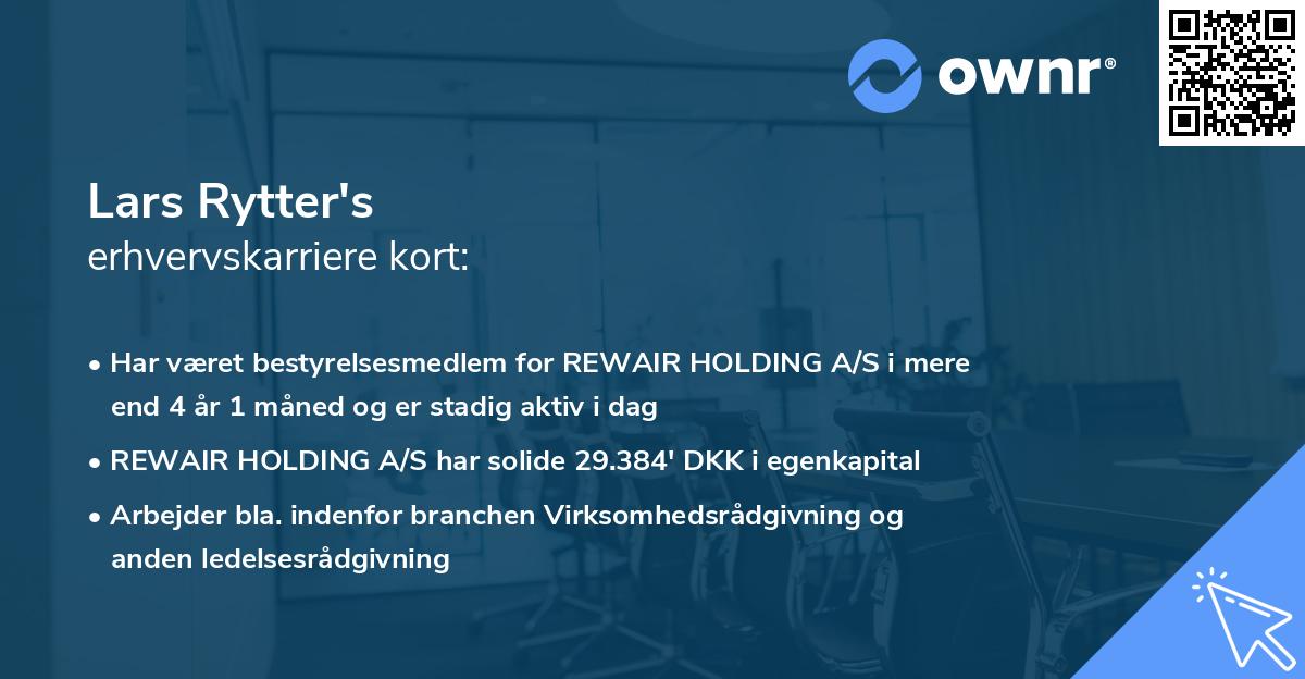 Lars Rytter's erhvervskarriere kort