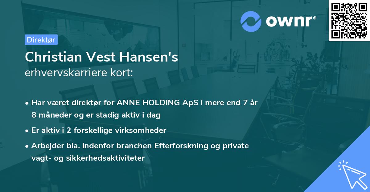 Christian Vest Hansen's erhvervskarriere kort