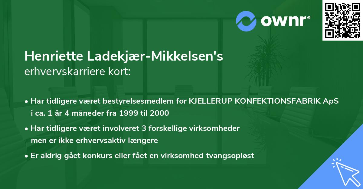 Henriette Ladekjær-Mikkelsen's erhvervskarriere kort