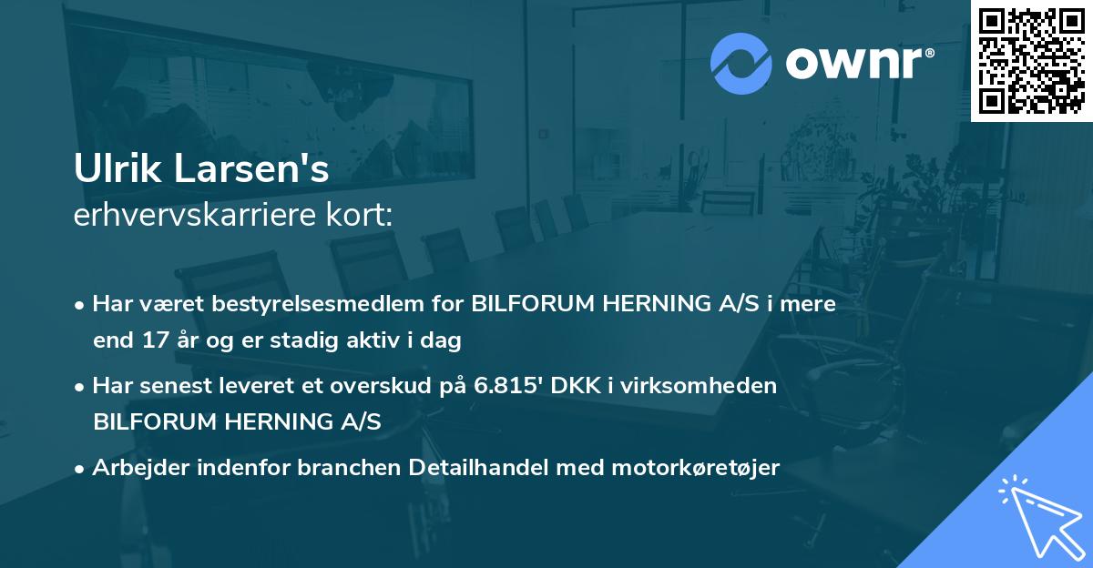 Ulrik Larsen's erhvervskarriere kort