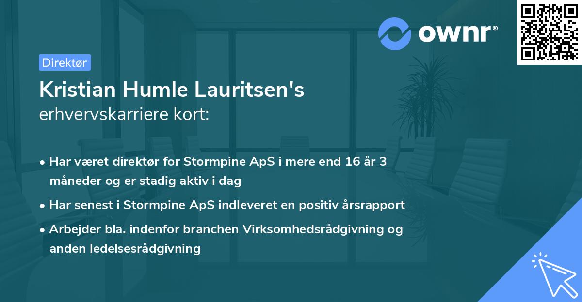 Kristian Humle Lauritsen's erhvervskarriere kort