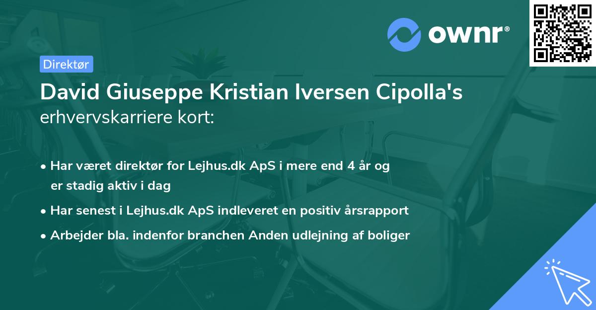 David Giuseppe Kristian Iversen Cipolla's erhvervskarriere kort