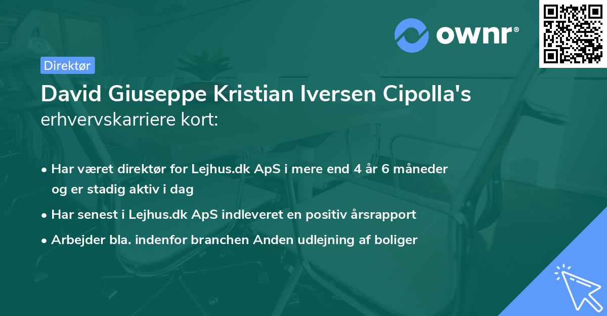 David Giuseppe Kristian Iversen Cipolla's erhvervskarriere kort