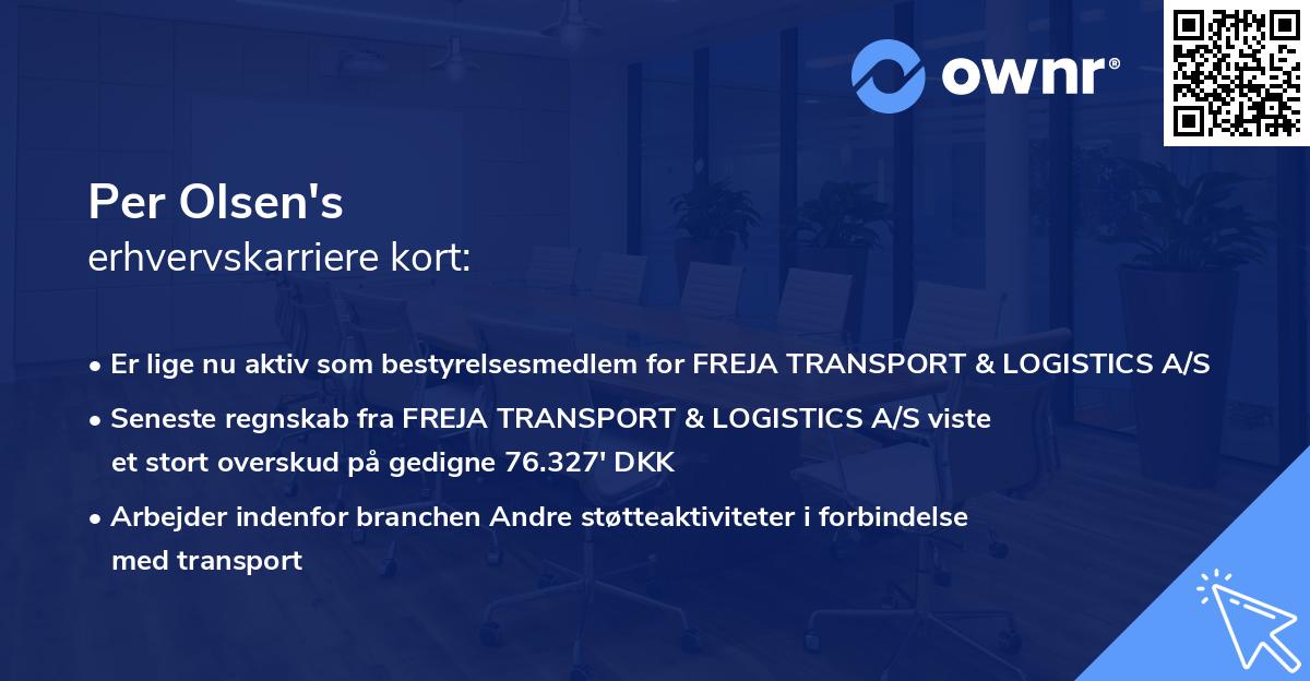 Per Olsen's erhvervskarriere kort