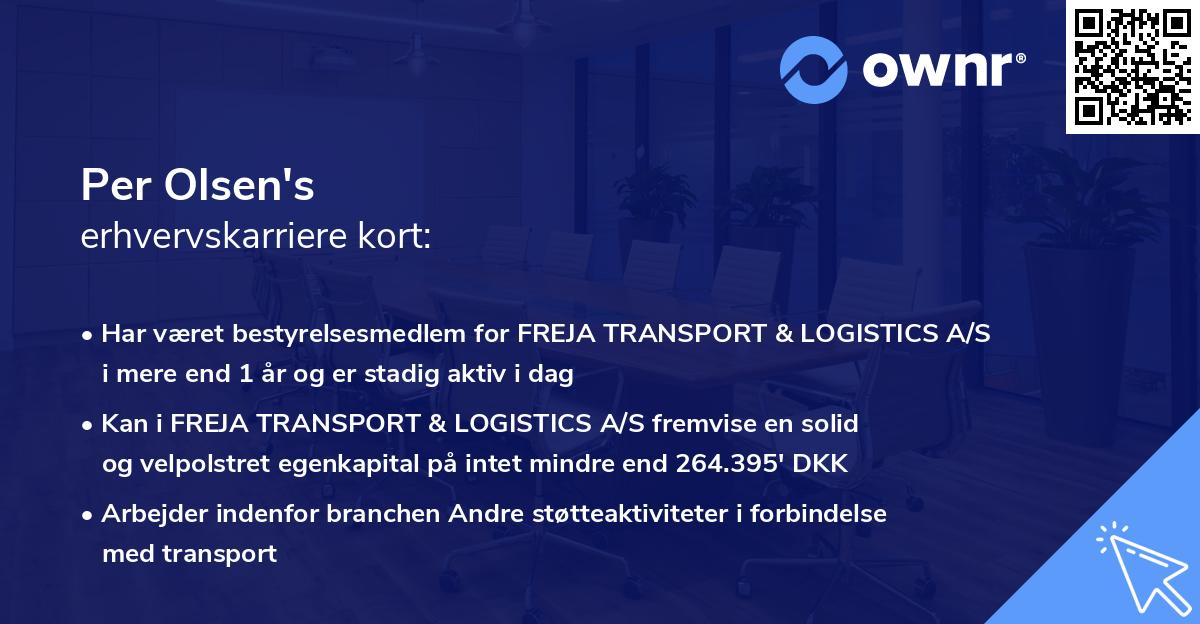 Per Olsen's erhvervskarriere kort
