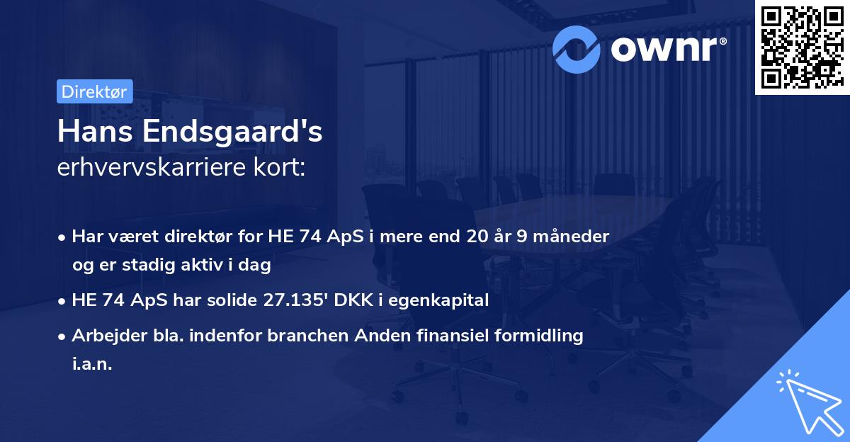 Hans Endsgaard's erhvervskarriere kort