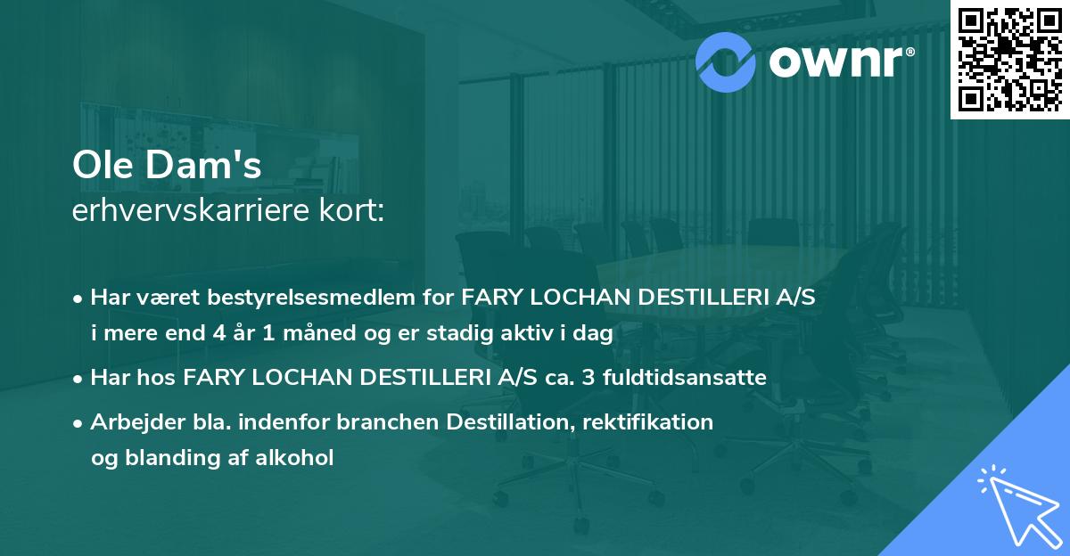 Ole Dam's erhvervskarriere kort