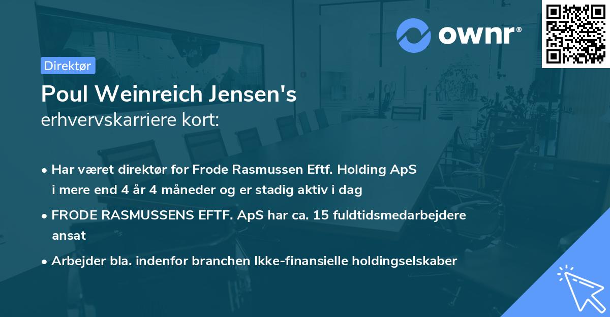 Poul Weinreich Jensen's erhvervskarriere kort