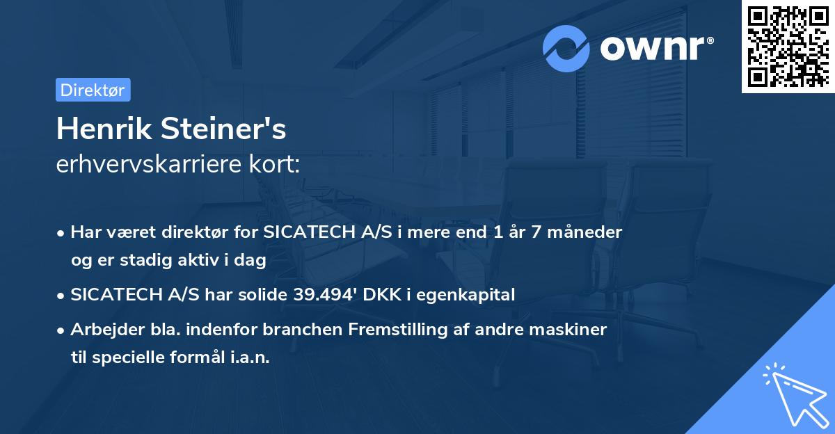 Henrik Steiner's erhvervskarriere kort